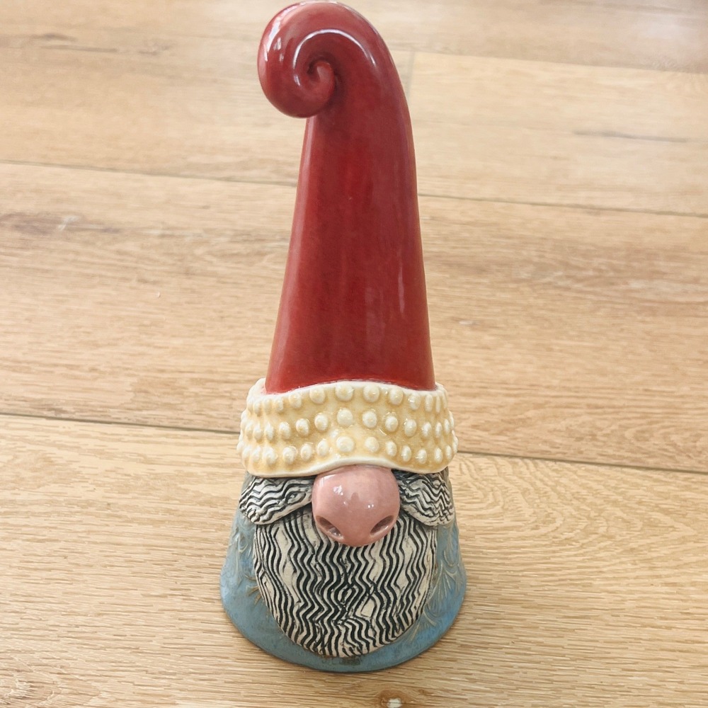 Handmade Ceramic Gnome Figurine Signed Whimsical Scandinavian Style Elf‎ Decor